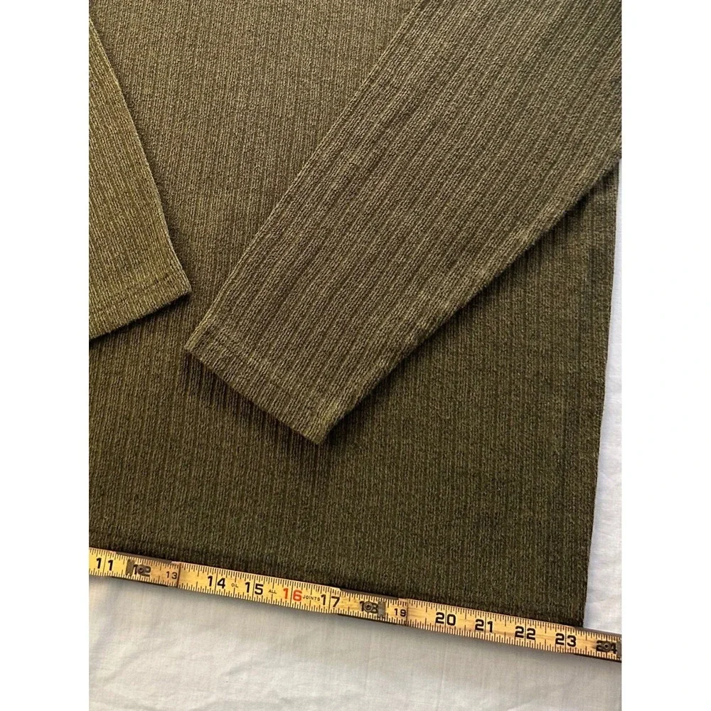 Vintage Benchline L Knit Sweater Fisherman Ribbed Crewneck Pullover Mens‎ Olive